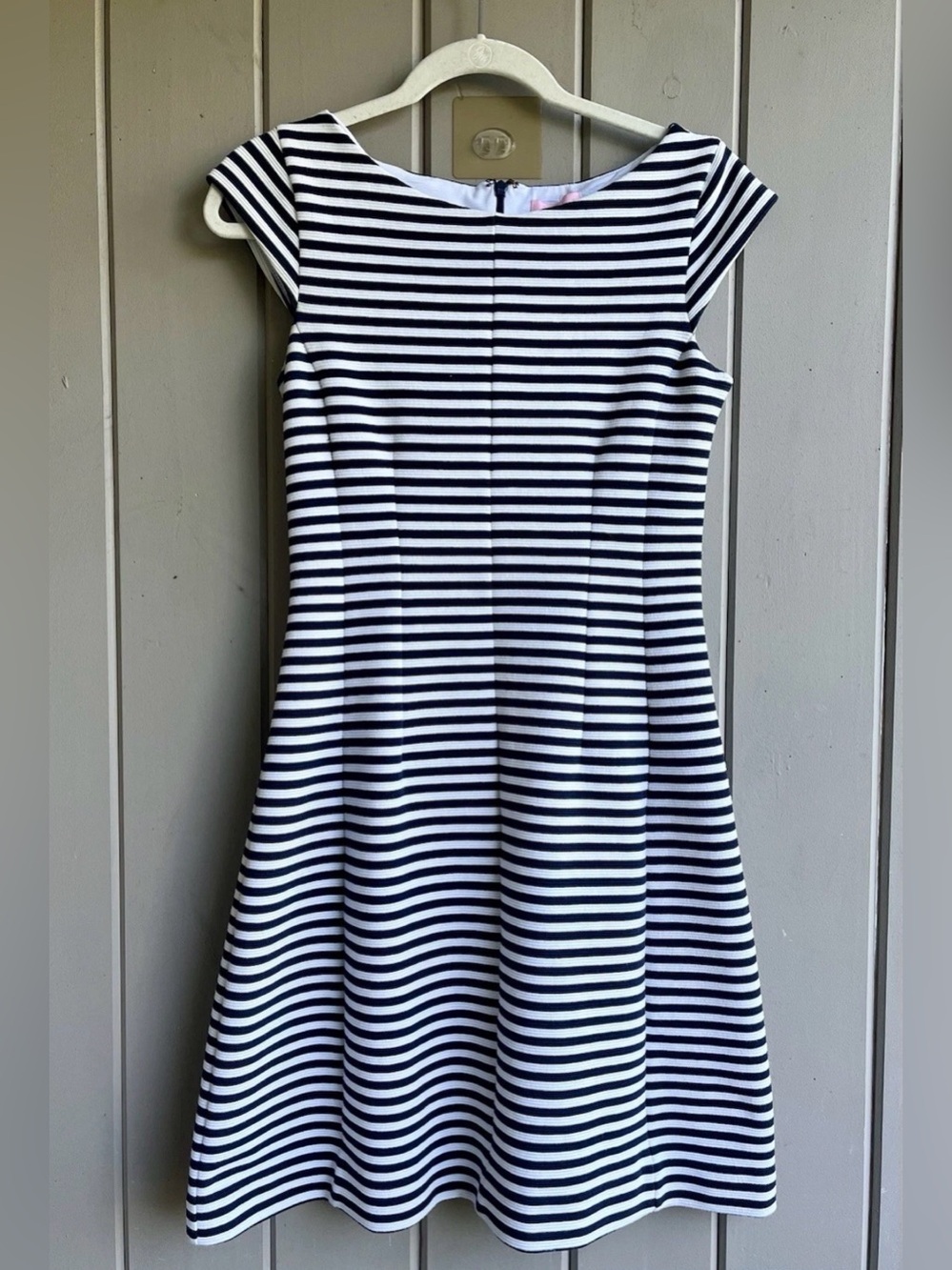 Lilly Pulitzer Womens S Blue White Striped Cap Sleeve Dress Summer Nautical